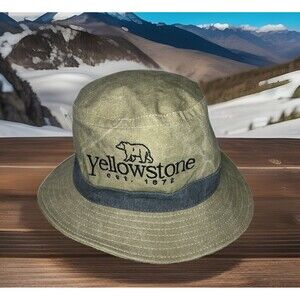 YELLOWSTONE National Park,Est. 1872 -Hiking Sage Green, Bucket Hat Adult Large